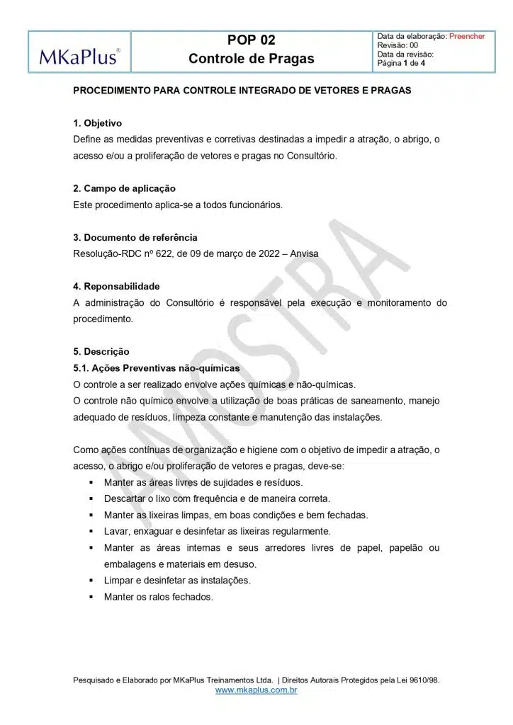 Pops Para Consultório Médico Pops Prontos E Editáveis